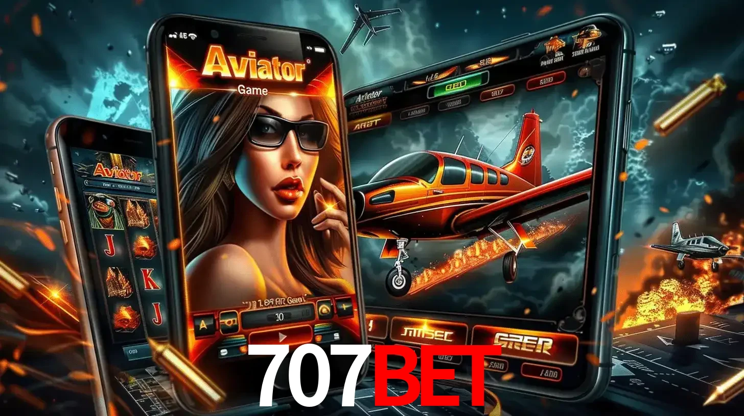 O popular jogo de apostas Aviator exibido em vários celulares e tablets, mostrando a interface emocionante e a ação de voo disponíveis para jogar agora no 707bet.